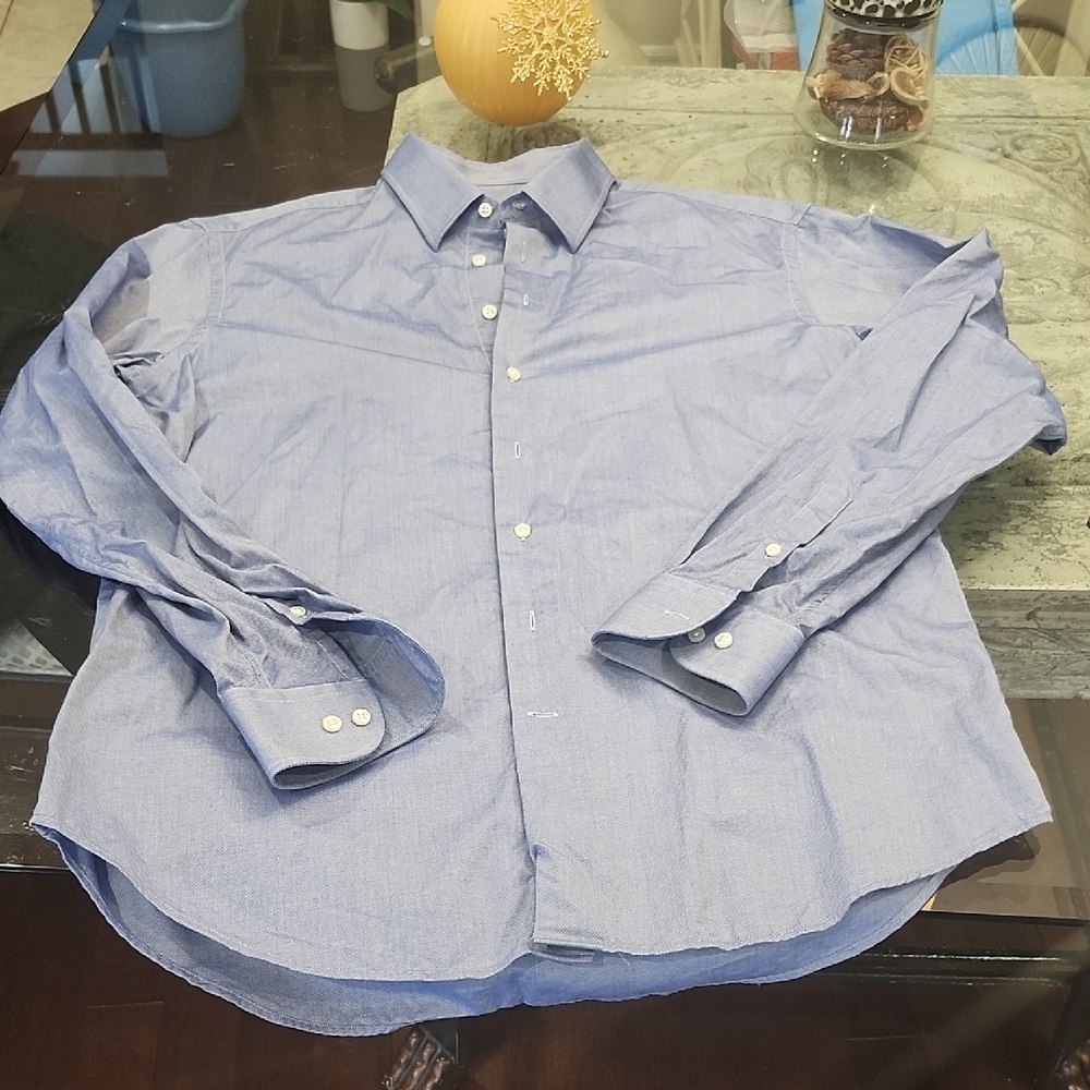 Armani Collezioni Luxury Men's Blue XL Button Up Dress Shirt